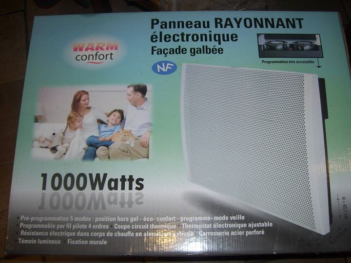 Radiateur électrique panneau rayonnant 1000 Watts ( nouveau )